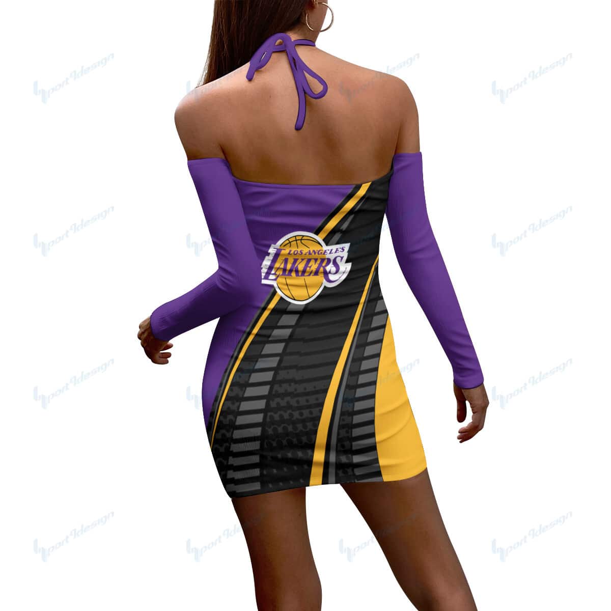 Los Angeles Lakers Halter Lace-up Dress 004