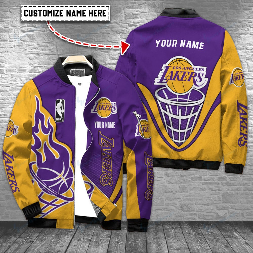 Los Angeles Lakers Personalized Bomber Jacket BG35