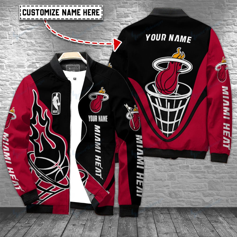 Miami Heat Personalized Bomber Jacket BG36