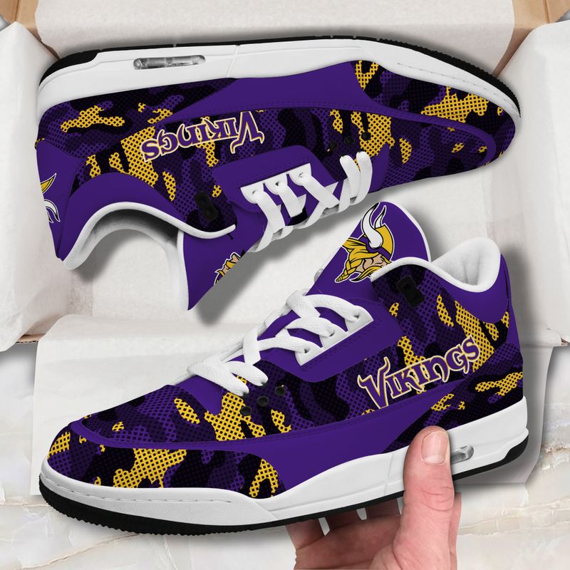 Minnesota Vikings Camo Pattern White Genuine Leather JD03 Shoes Men and Women AZBTAJ3000080