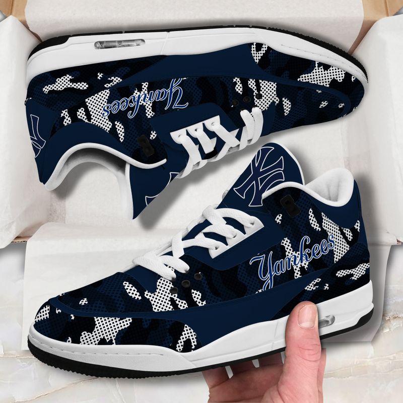 New York Yankees Camo Pattern White Genuine Leather JD03 Shoes Men and Women AZBTAJ3000012