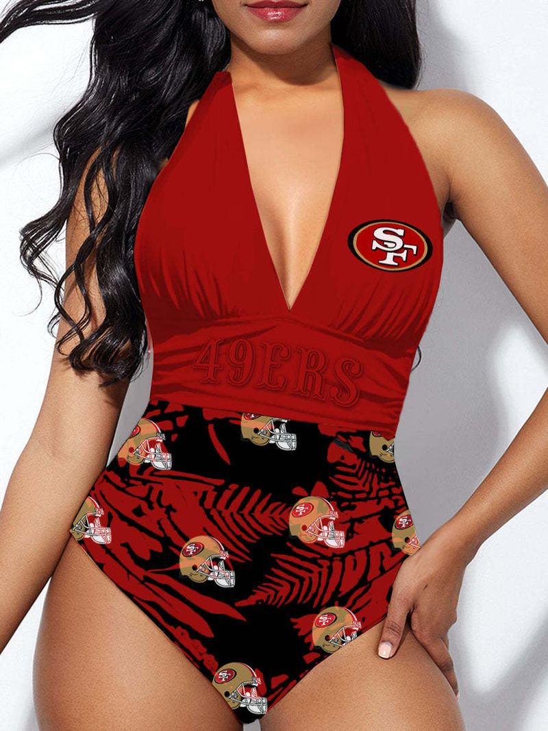 San Francisco 49ers Halter Neck One Piece Swimsuit 052