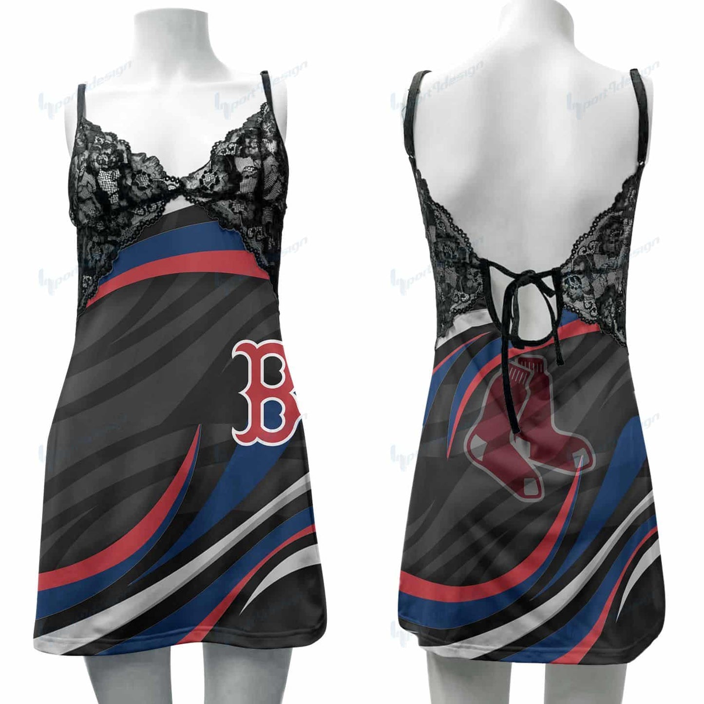 Boston Red Sox Lace Back Strap Slip Dress 32-1