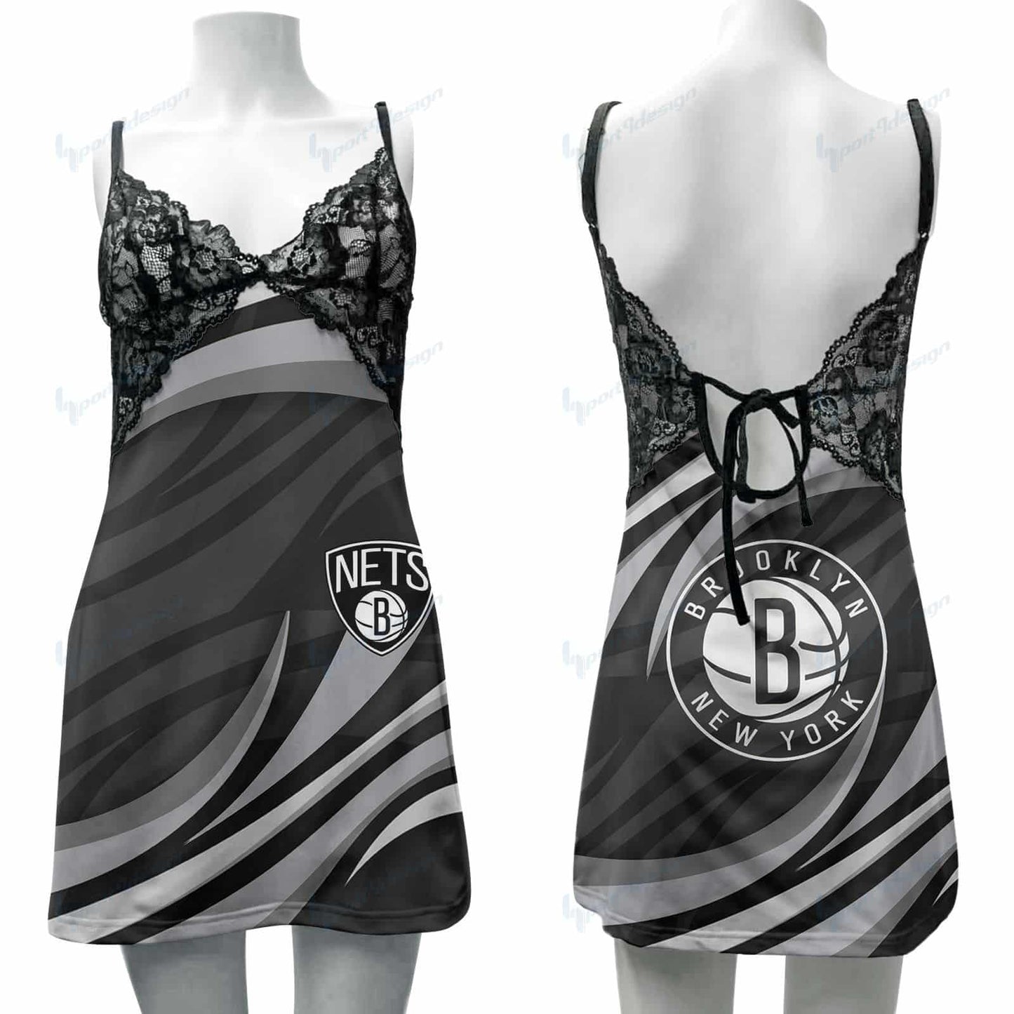 Brooklyn Nets Lace Back Strap Slip Dress 42