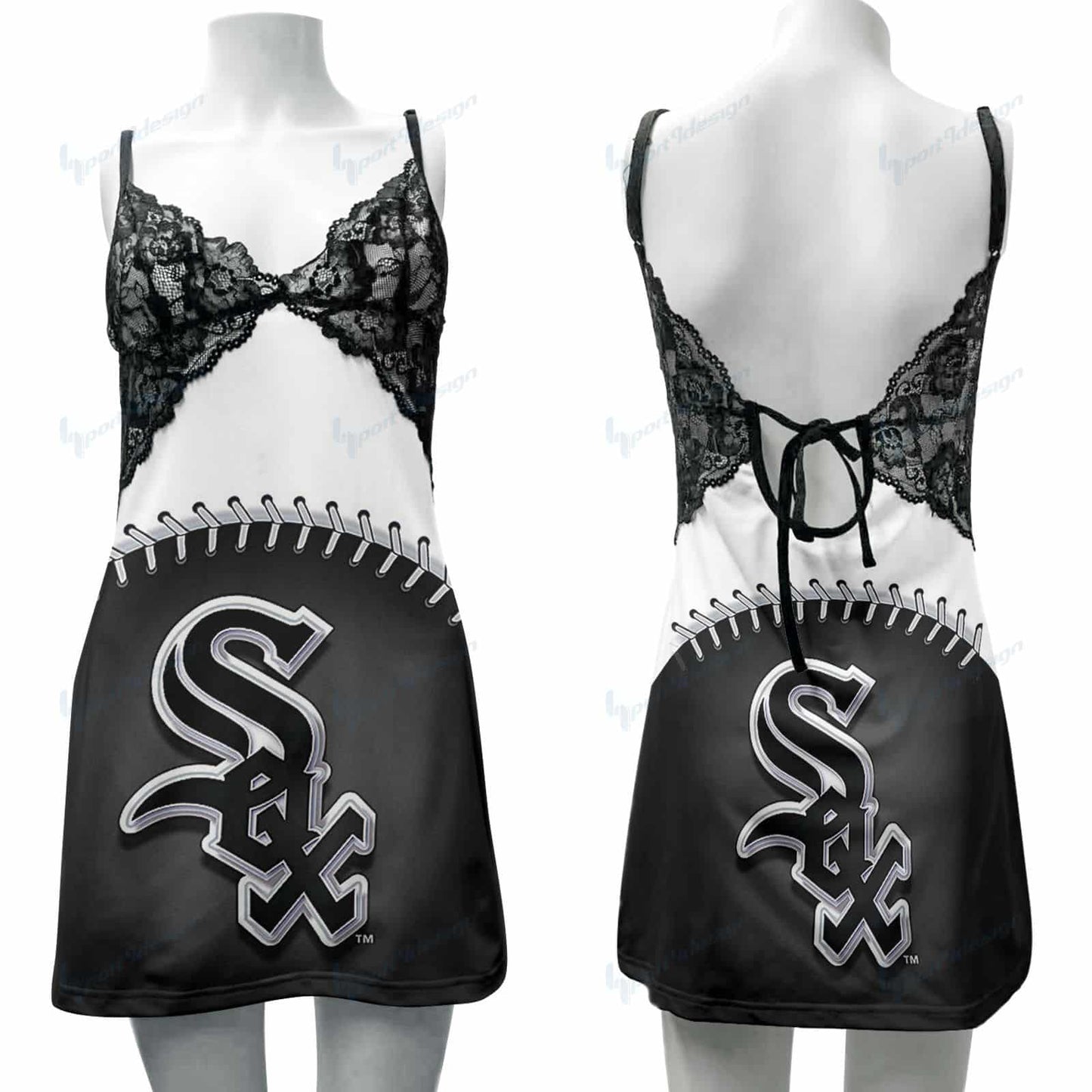 Chicago White Sox Lace Back Strap Slip Dress 02