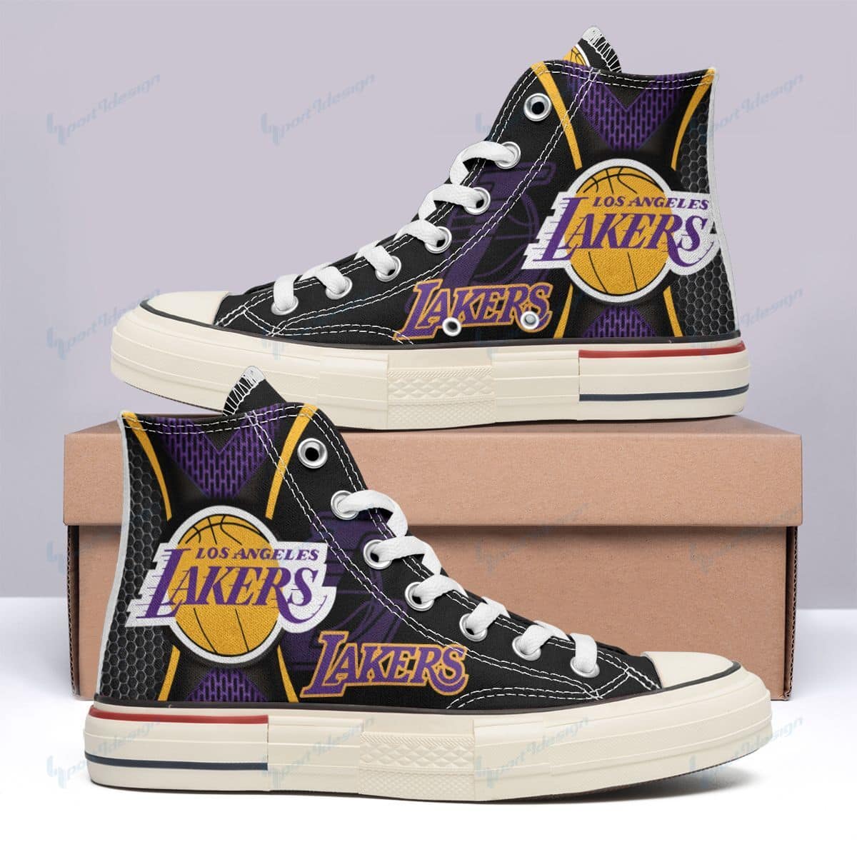 Los Angeles Lakers New High Top Canvas Shoes 45