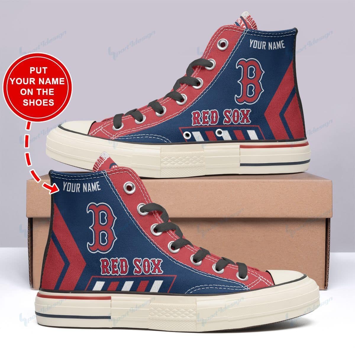 Boston Red Sox Personalized New High Top Canvas Shoes 30