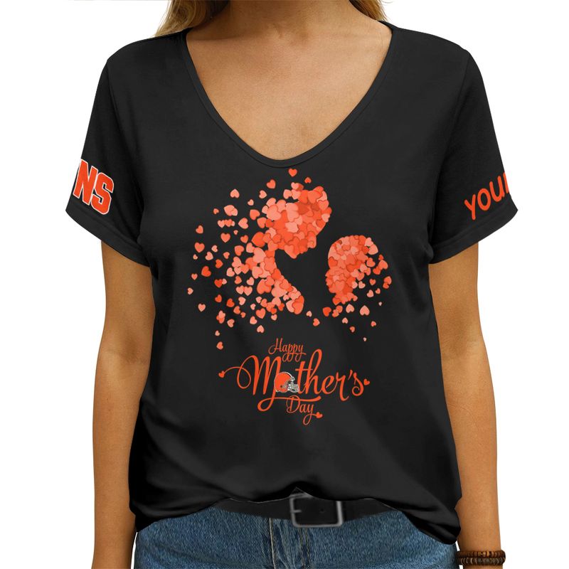 Cleveland Browns Happy Mother’s Day Summer Women V Neck T-Shirt AGCWTS687