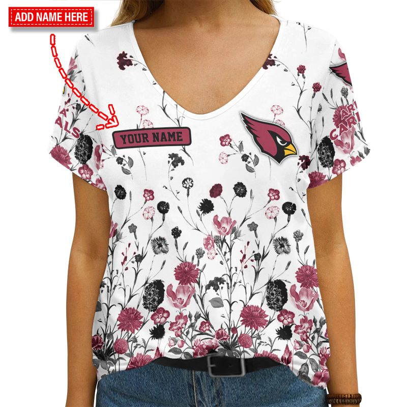 Arizona Cardinals Personalized V-neck Women T-shirt