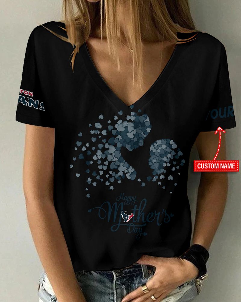 Houston Texans Happy Mother’s Day Summer Women V Neck T-Shirt AGCWTS692
