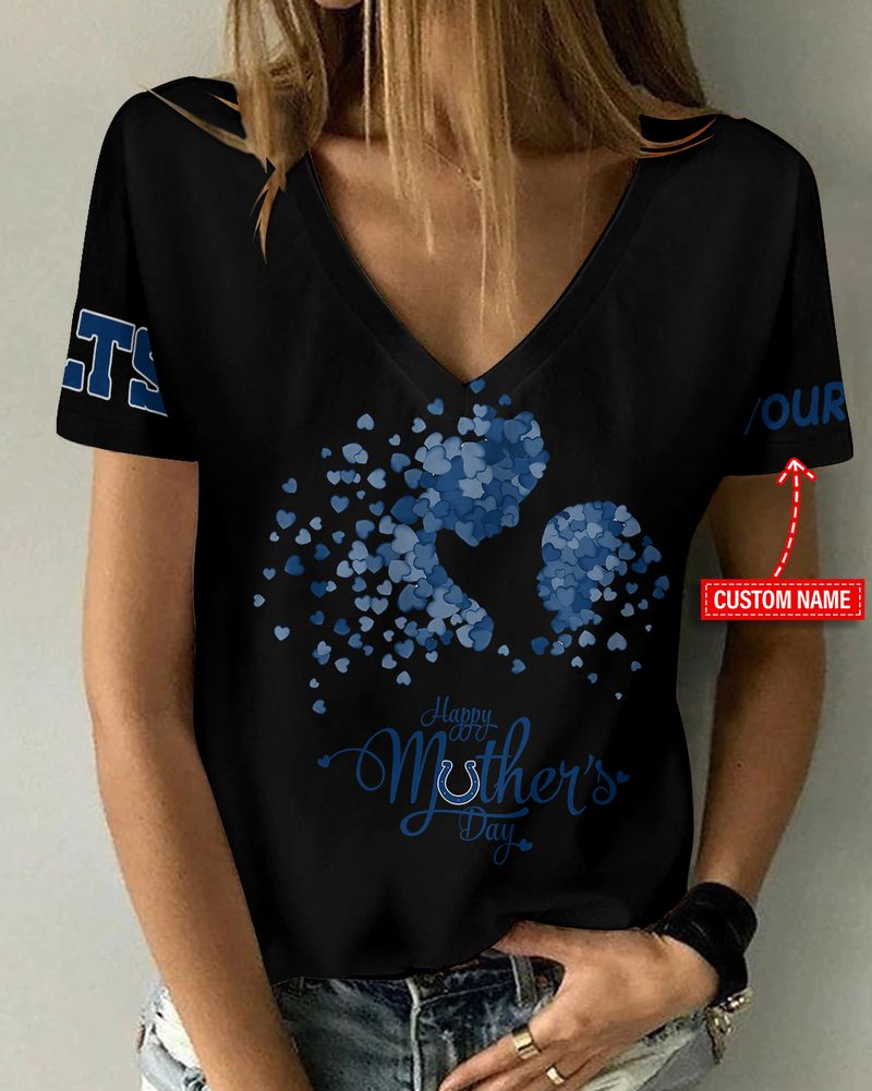Indianapolis Colts Happy Mother’s Day Summer Women V Neck T-Shirt AGCWTS693