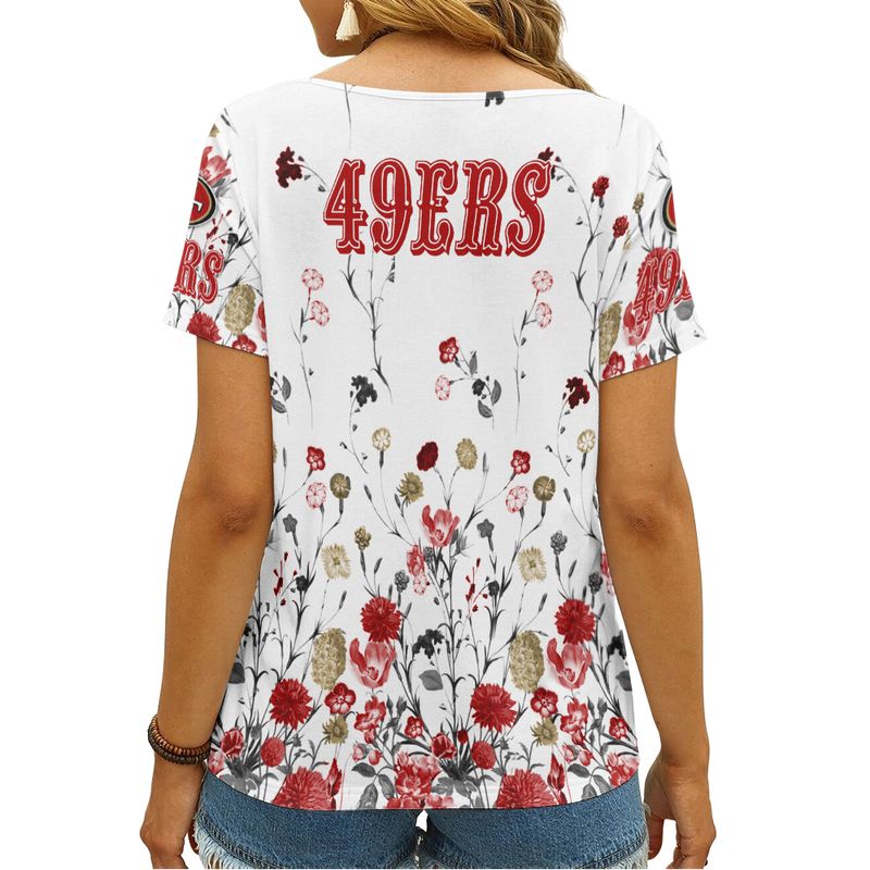 San Francisco 49ers Personalized V-neck Women T-shirt