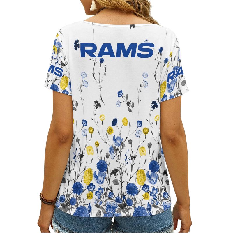 Los Angeles Rams Personalized V-neck Women T-shirt