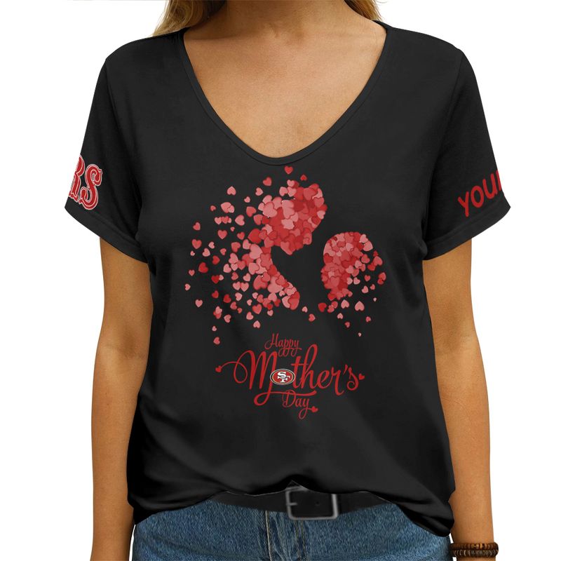 San Francisco 49ers Happy Mother’s Day Summer Women V Neck T-Shirt AGCWTS707