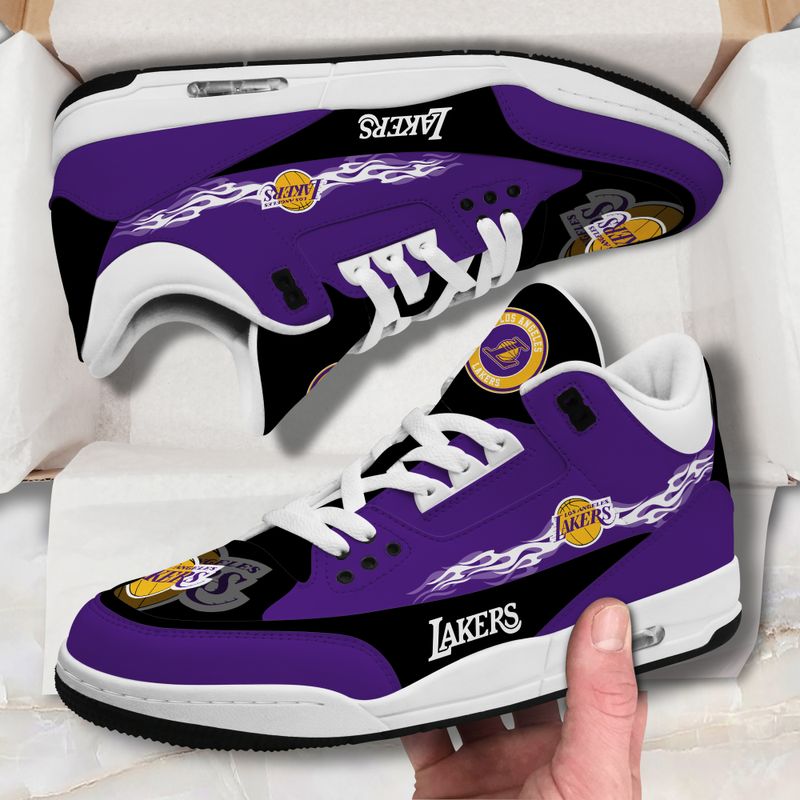 Los Angeles Lakers Fire White Genuine Leather JD03 Shoes Men and Women AZBTAJ3000030