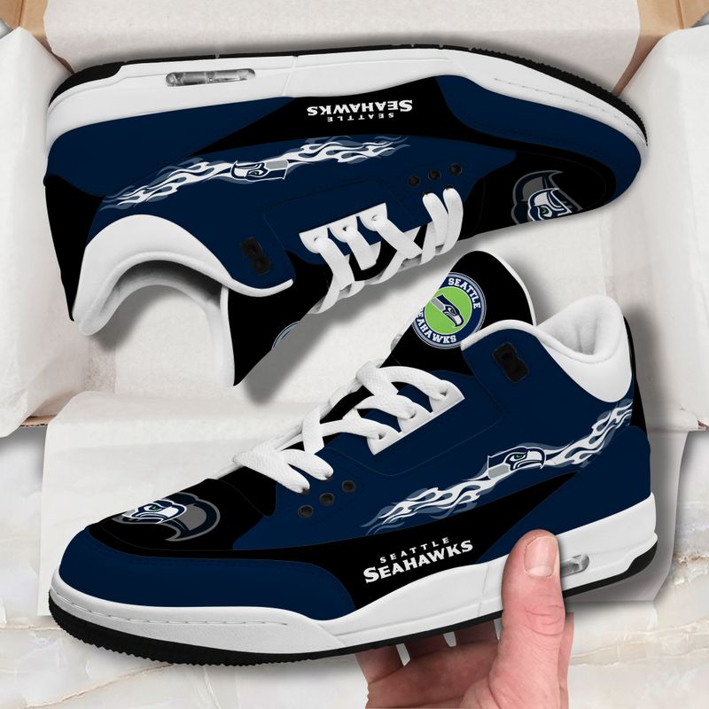 Seattle Seahawks Fire White Genuine Leather JD03 Shoes Men and Women AZBTAJ3000107