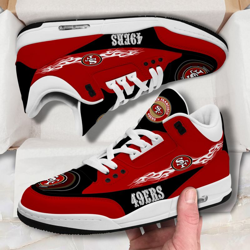 San Francisco 49ers Fire White Genuine Leather JD03 Shoes Men and Women AZBTAJ3000044