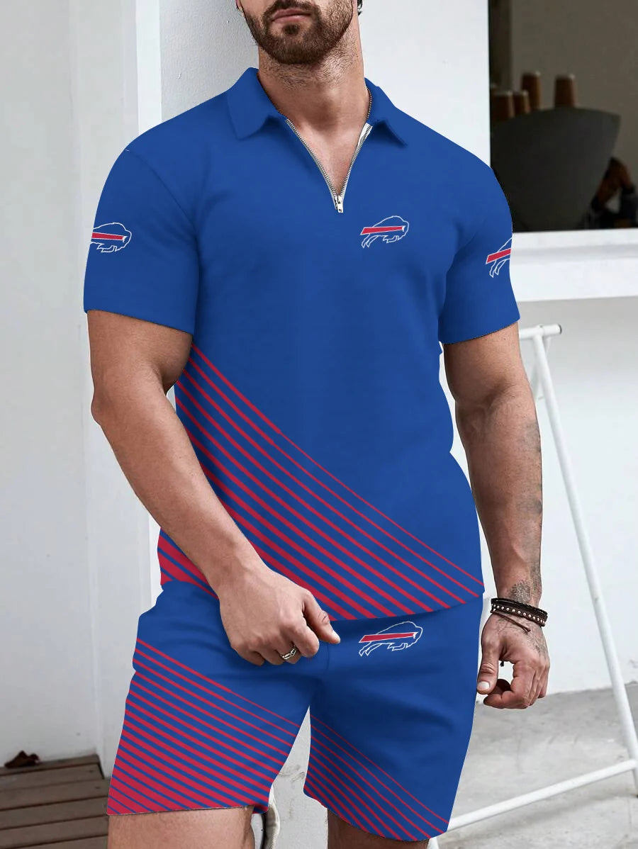 Buffalo Bills Limited Edition ZIP Polo Shirt And Shorts Two-Piece Suits HA01
