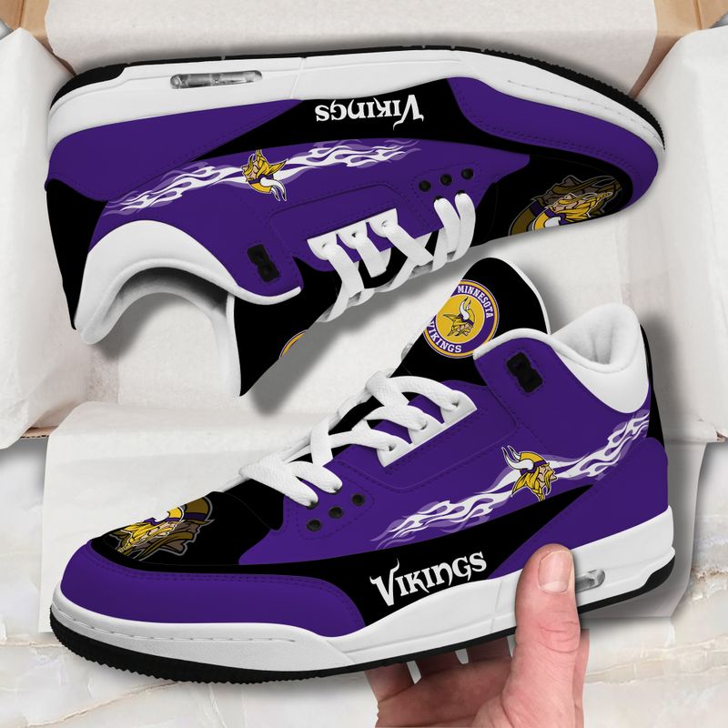 Minnesota Vikings Fire White Genuine Leather JD03 Shoes Men and Women AZBTAJ3000109