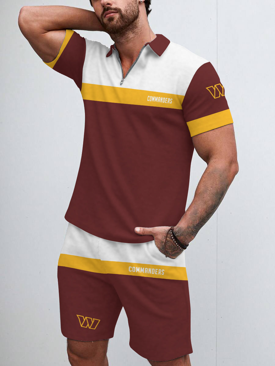 Washington Commanders Limited Edition ZIP Polo Shirt And Shorts Two-Piece Suits HA04