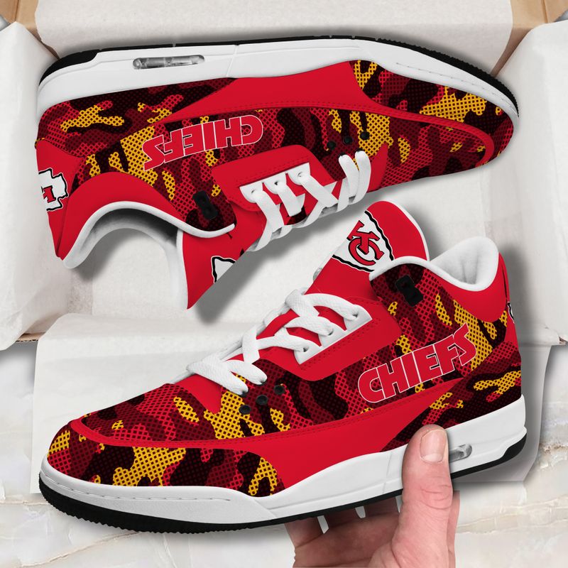 Kansas City Chiefs Camo Pattern White Genuine Leather JD03 Shoes Men and Women AZBTAJ3000026