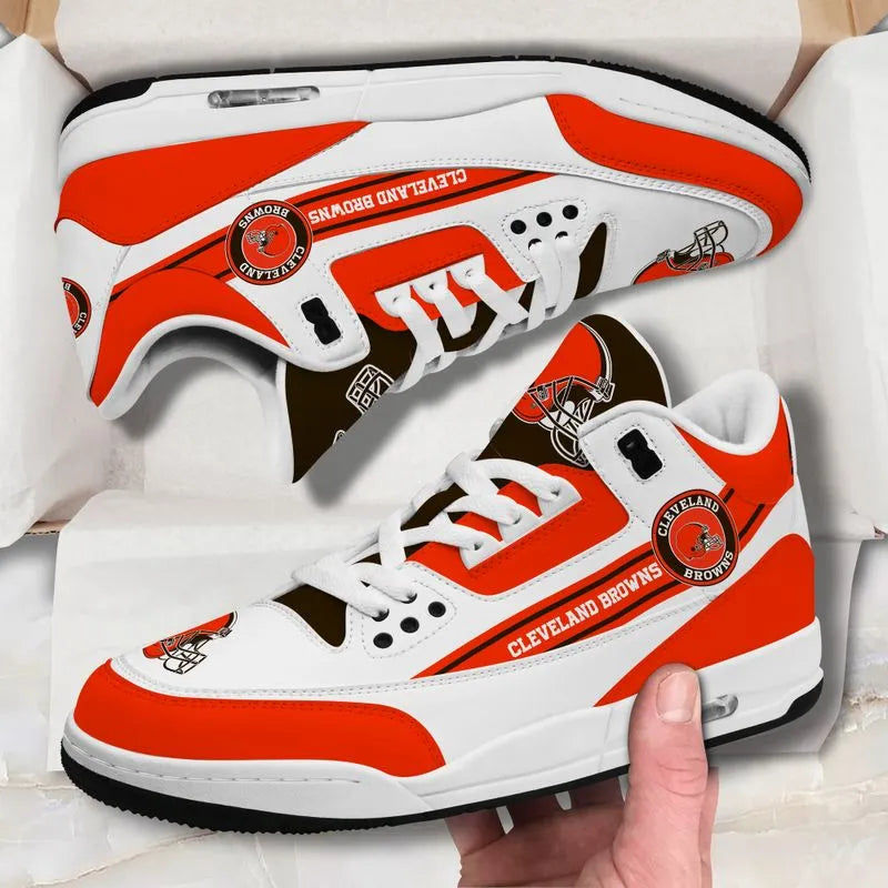 Cleveland Browns Basic White Genuine Leather JD03 Shoes Men and Women AZBTAJ3000153