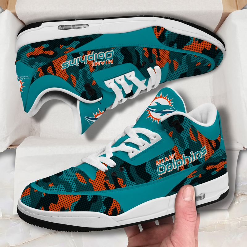 Miami Dolphins Camo Pattern White Genuine Leather JD03 Shoes Men and Women AZBTAJ3000091