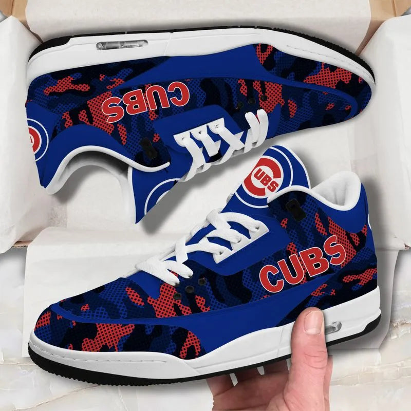 Chicago Cubs Camo Pattern White Genuine Leather JD03 Shoes Men and Women AZBTAJ3000076