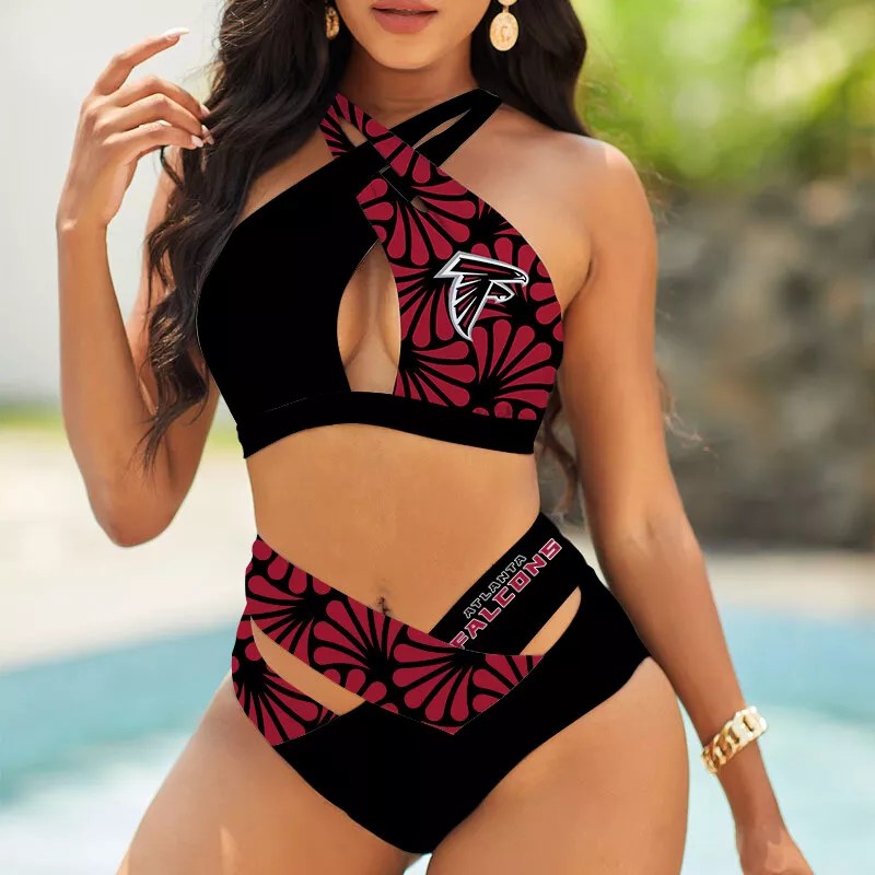 Atlanta Falcons Women’s 2PCS Bikini Swimsuit Criss Cross Cutout Bathing Suit S15-7