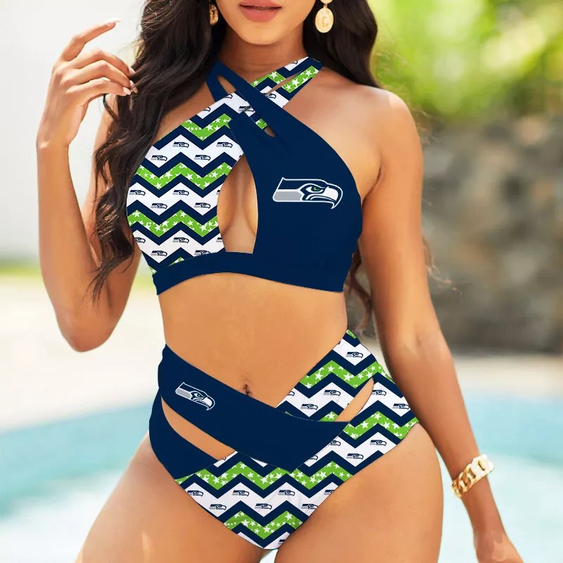 Philadelphia Eagles Women’s 2PCS Bikini Swimsuit Criss Cross Cutout Bathing Suit S13-5