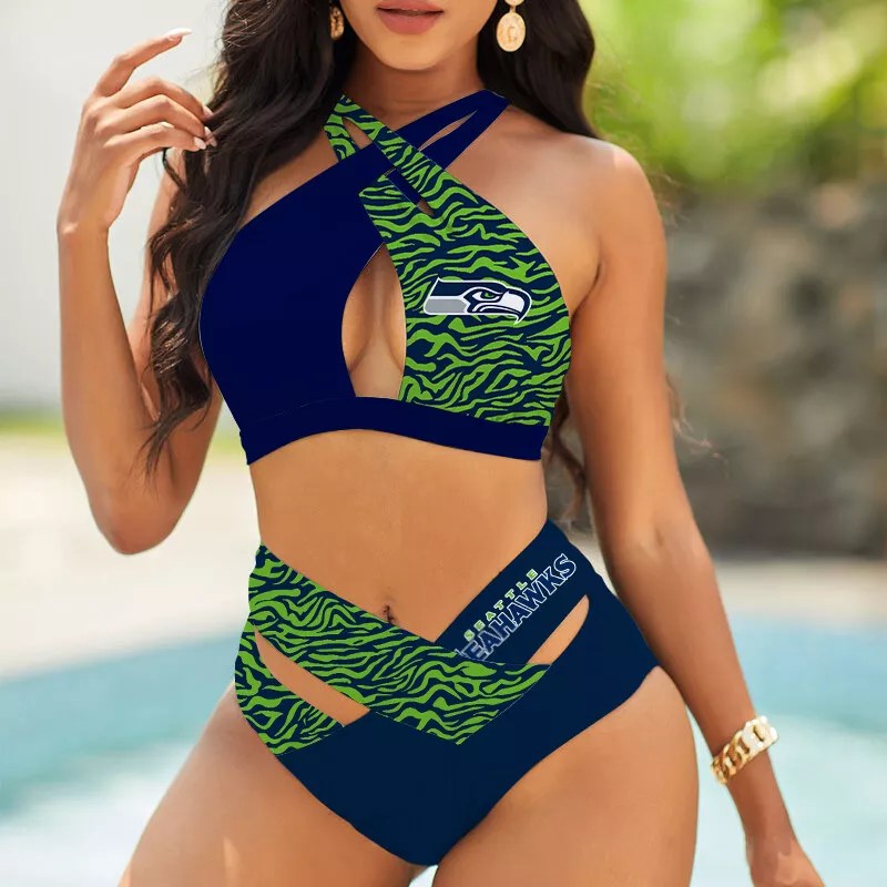 Philadelphia Eagles Women’s 2PCS Bikini Swimsuit Criss Cross Cutout Bathing Suit S13-4