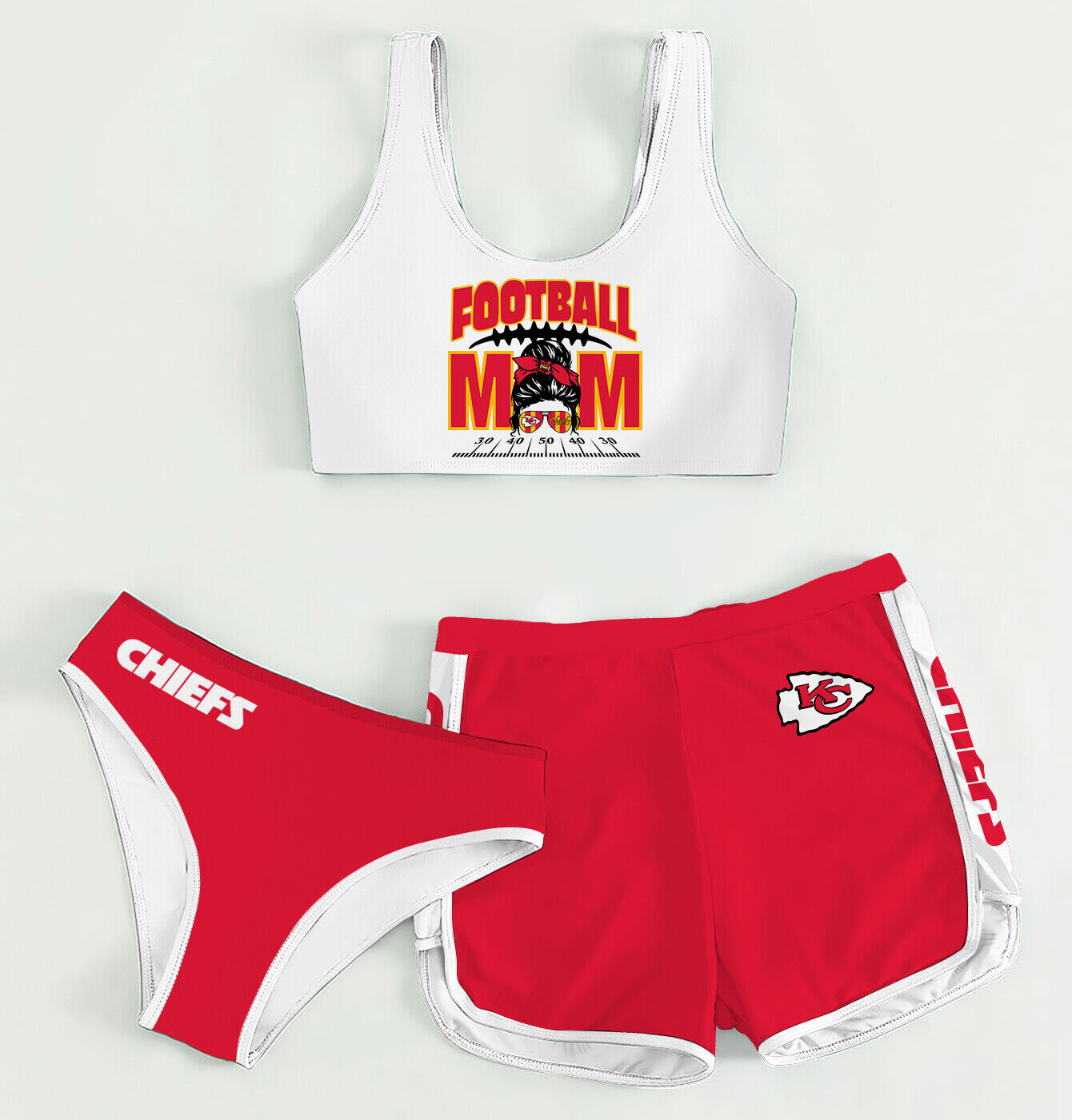 Kansas City Chiefs Women’s Sports Set 3-Piece Crop Tank Top Underwear Shorts SSCTUS016