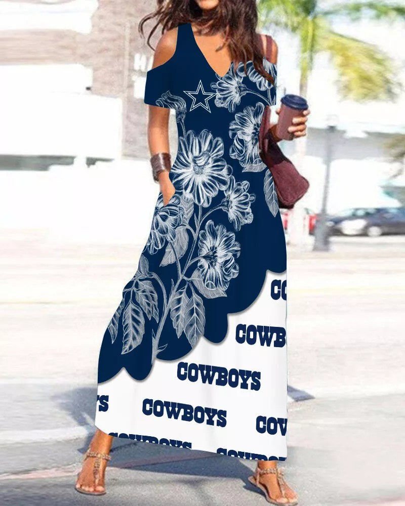 Dallas Cowboys Women’s V-Neck Maxi Dress S11