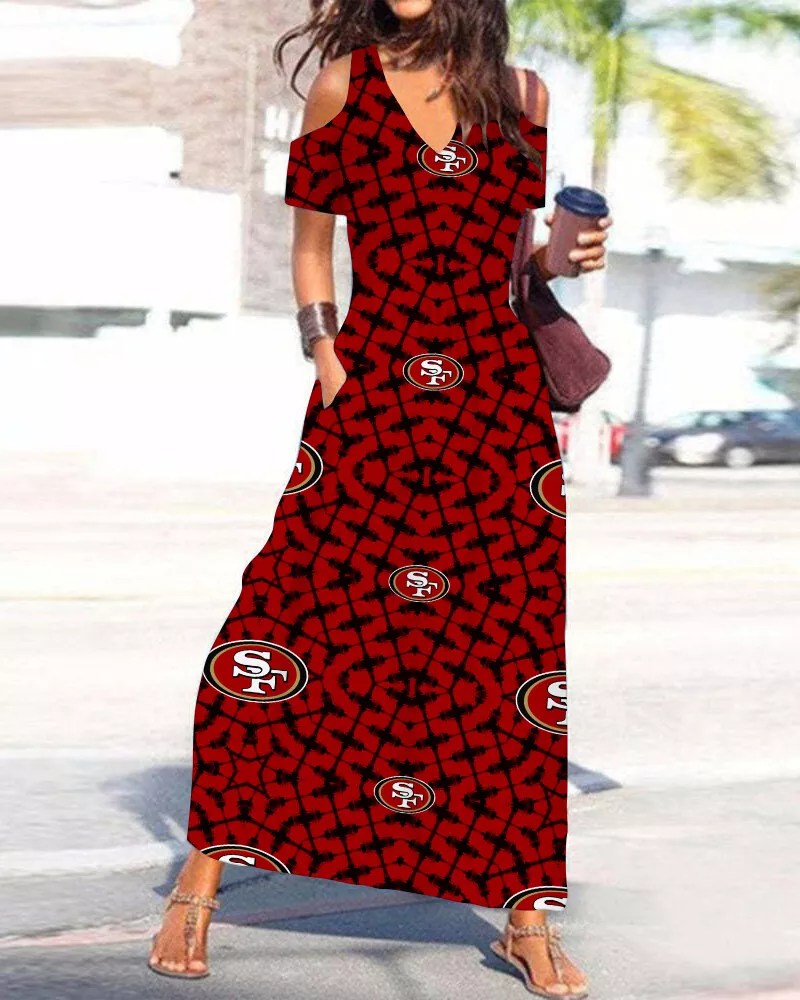 San Francisco 49ers Women’s V-Neck Maxi Dress S14