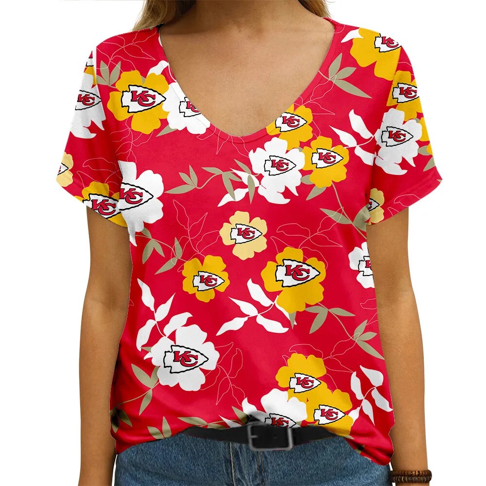 Kansas City Chiefs V-neck Women T-shirt AGCWTS643