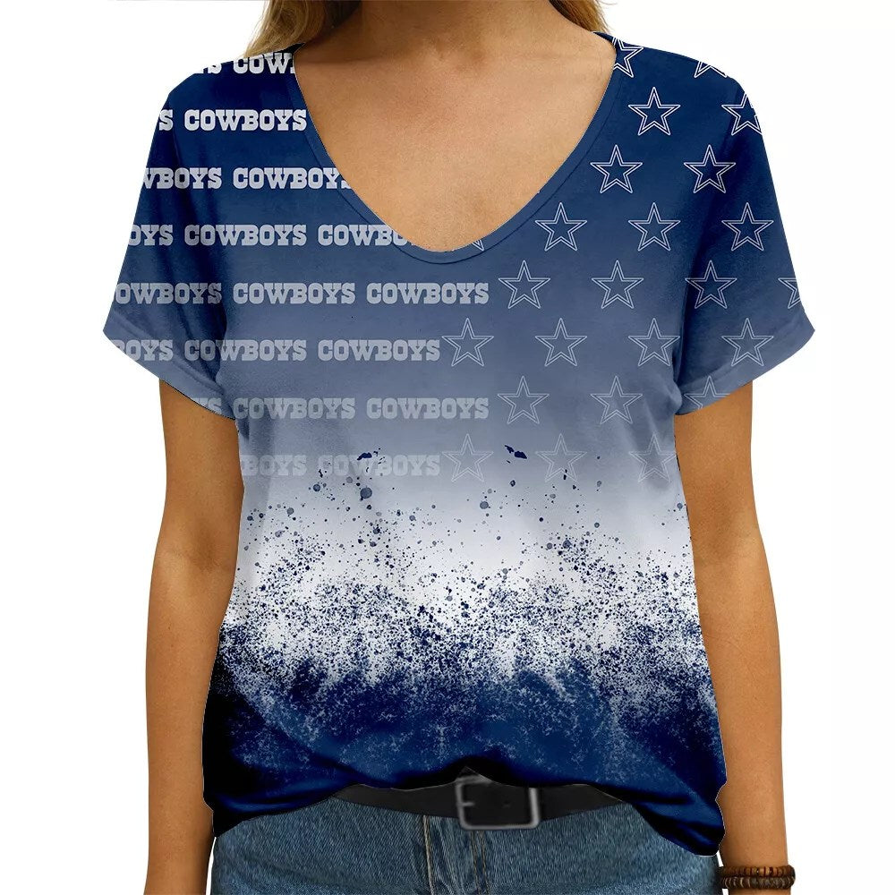 Dallas Cowboys V-neck Women T-shirt AGCWTS649