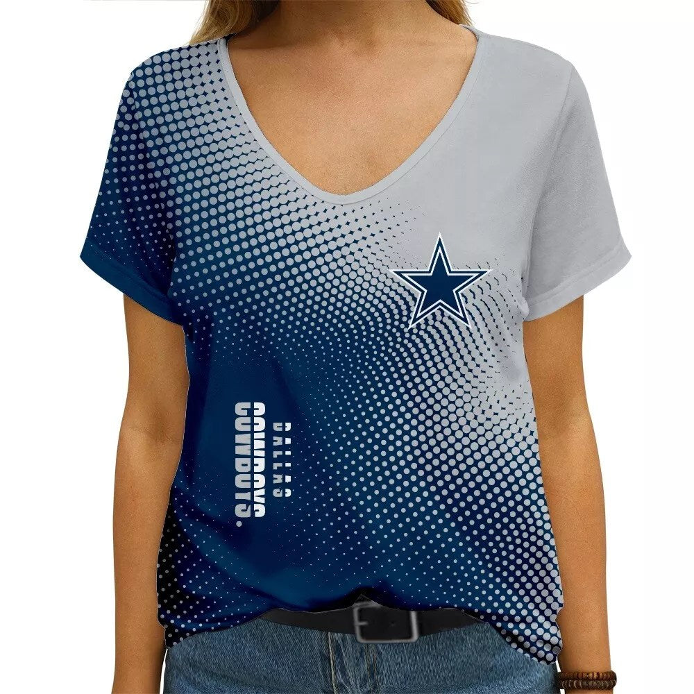 Dallas Cowboys V-neck Women T-shirt AGCWTS655