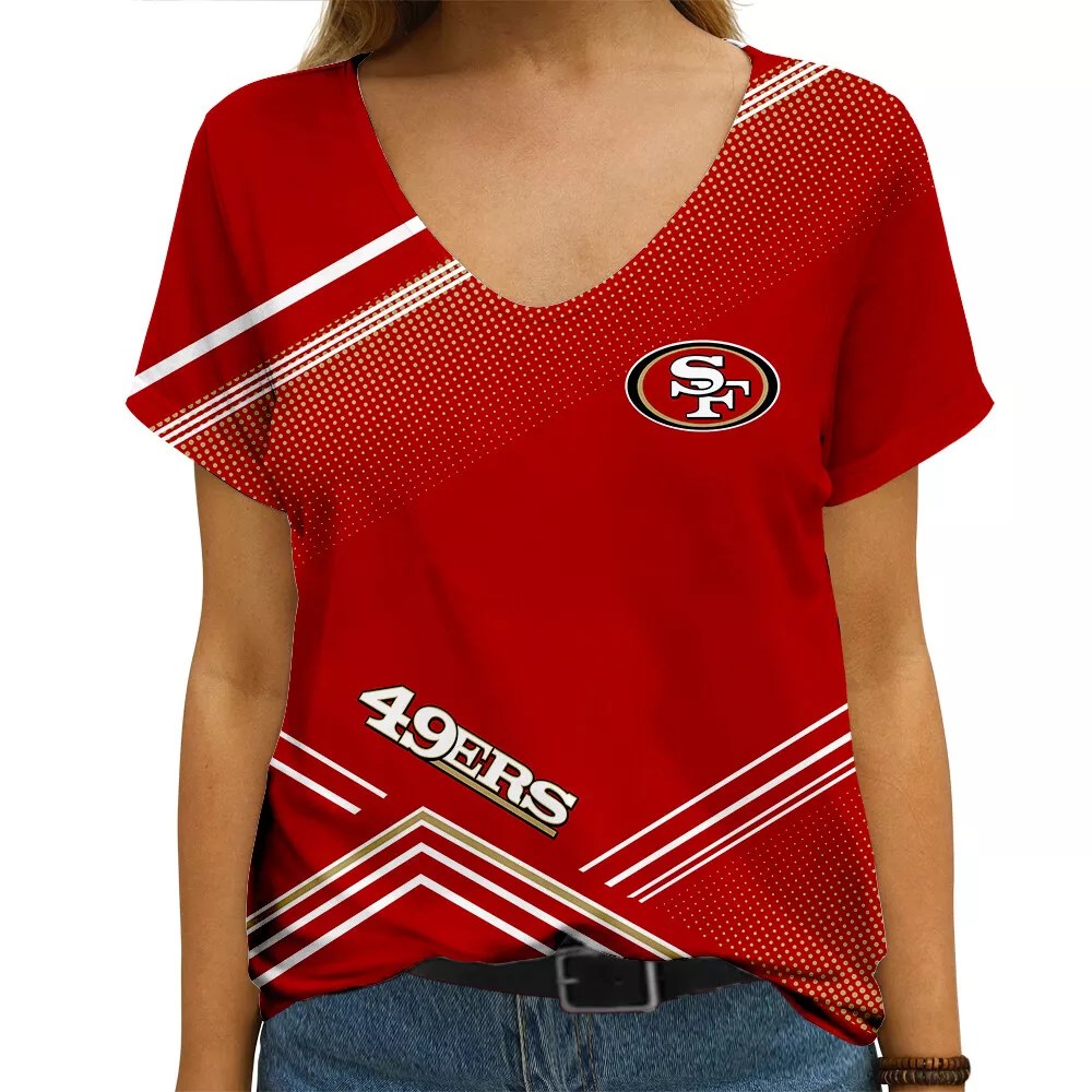 San Francisco 49ers V-neck Women T-shirt AGCWTS665