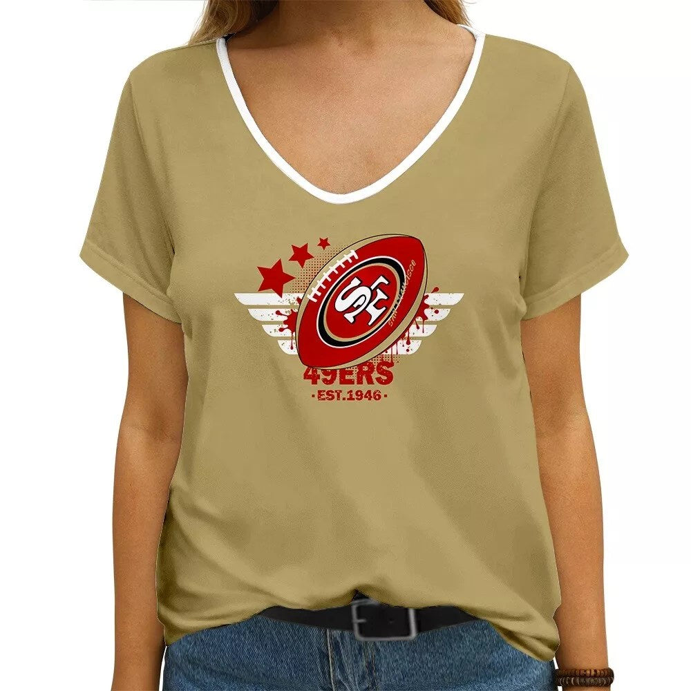 San Francisco 49ers V-neck Women T-shirt AGCWTS657