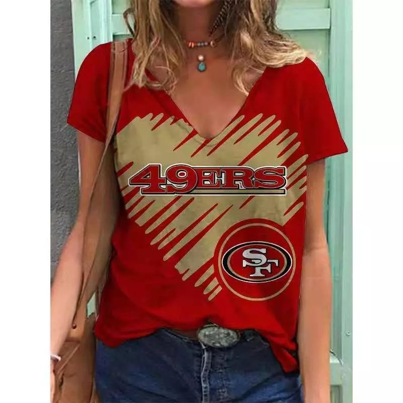 San Francisco 49ers V-neck Women T-shirt AGCWTS661