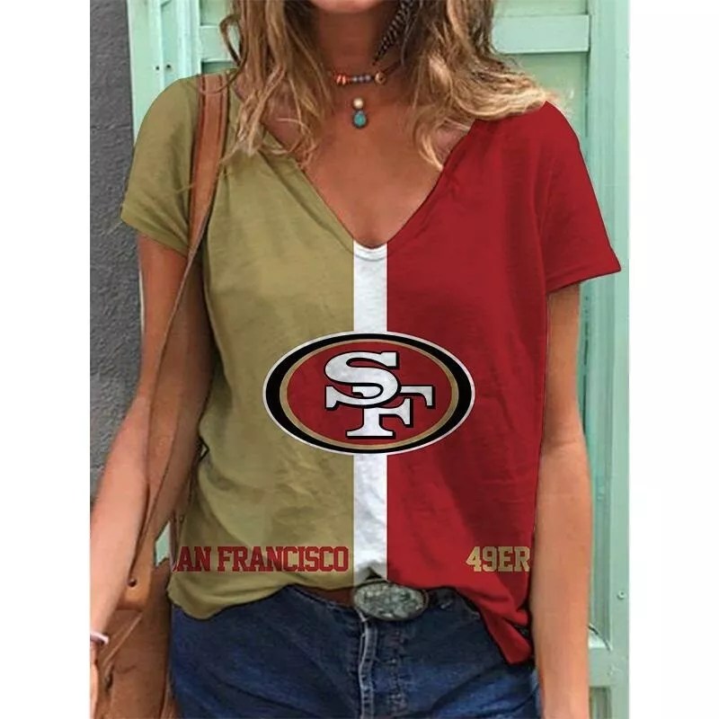 San Francisco 49ers V-neck Women T-shirt AGCWTS662