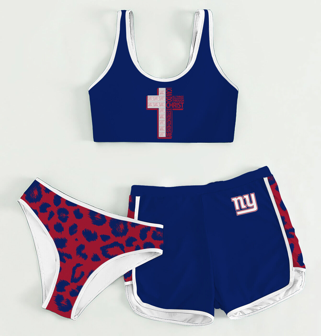 New York Giants Women’s Sports Set 3-Piece Crop Tank Top Underwear Shorts SSCTUS064