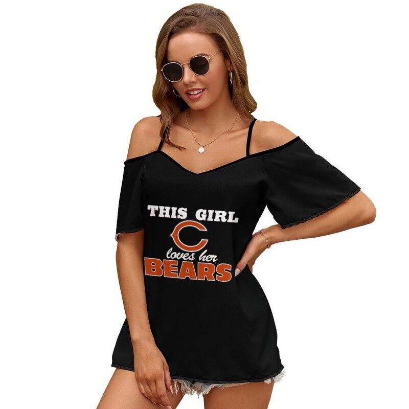 This Girl Loves Her Chicago Bears Women’s Off Shoulder Sling Top S9SST005