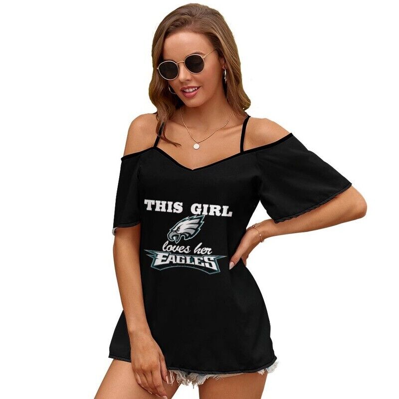 This Girl Loves Her Philadelphia Eagles Women’s Off Shoulder Sling Top S9SST007