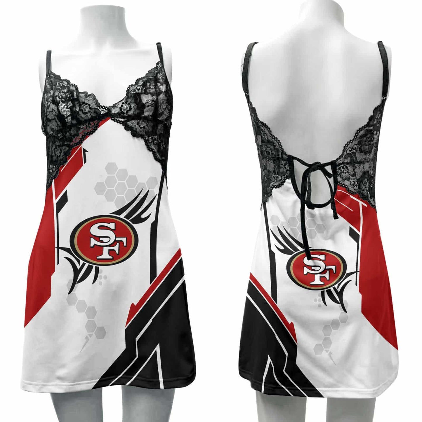 San Francisco 49ers Lace Back Strap Slip Dress 121