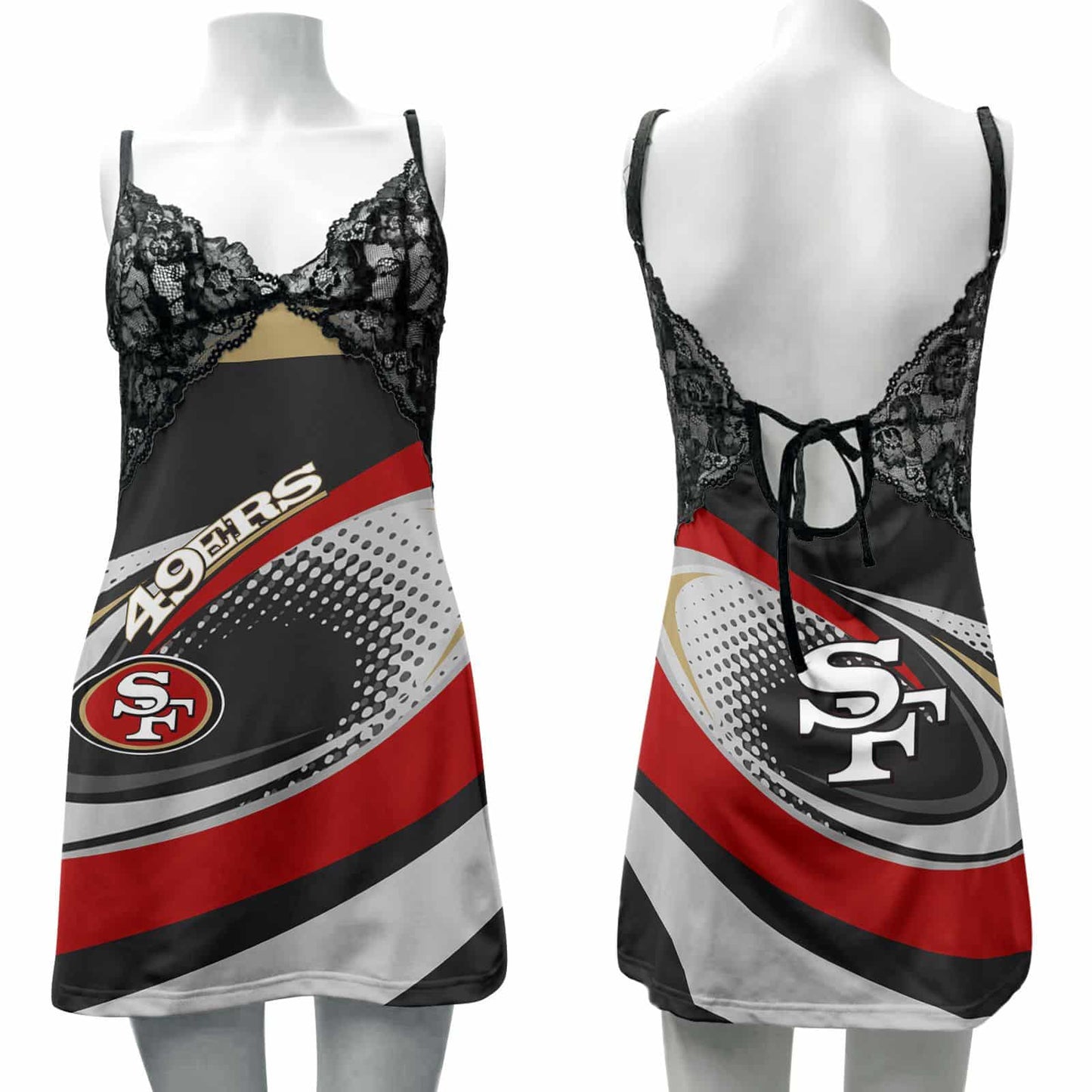 San Francisco 49ers Lace Back Strap Slip Dress 188