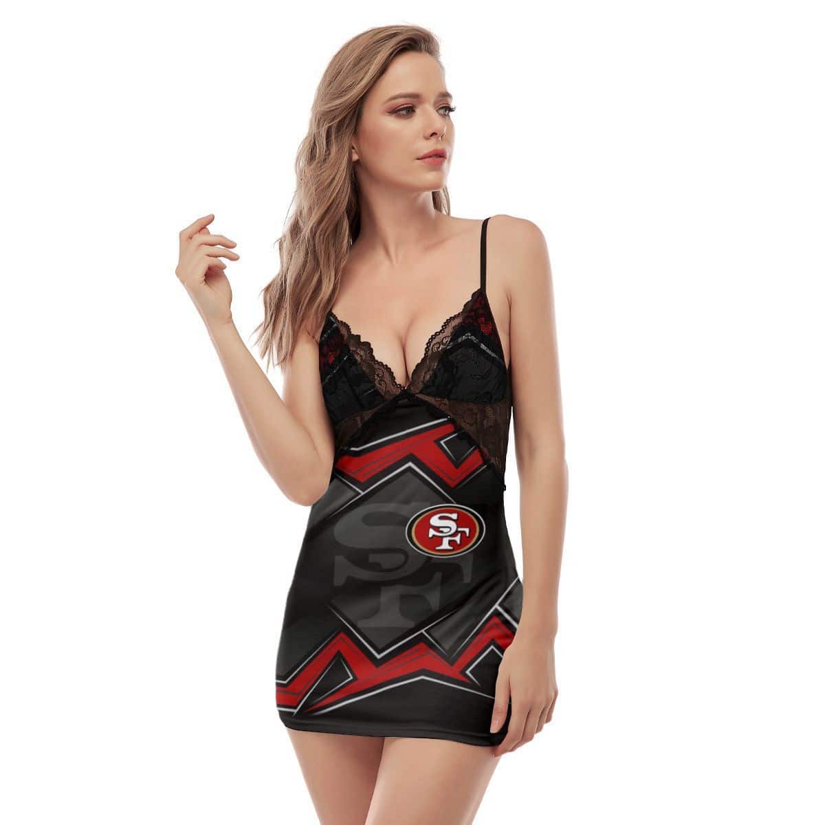 San Francisco 49ers Lace Back Strap Slip Dress 326
