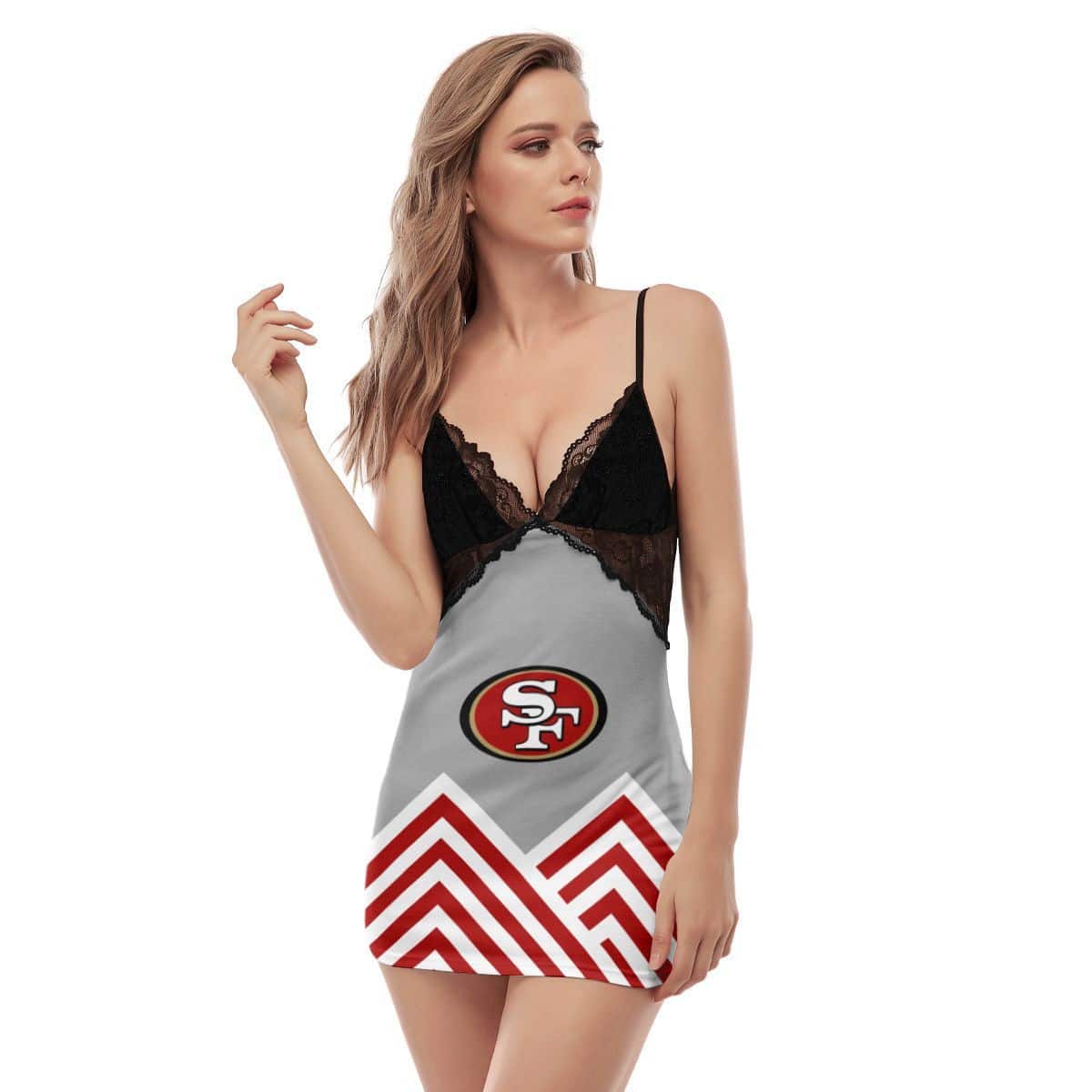 San Francisco 49ers Lace Back Strap Slip Dress 381