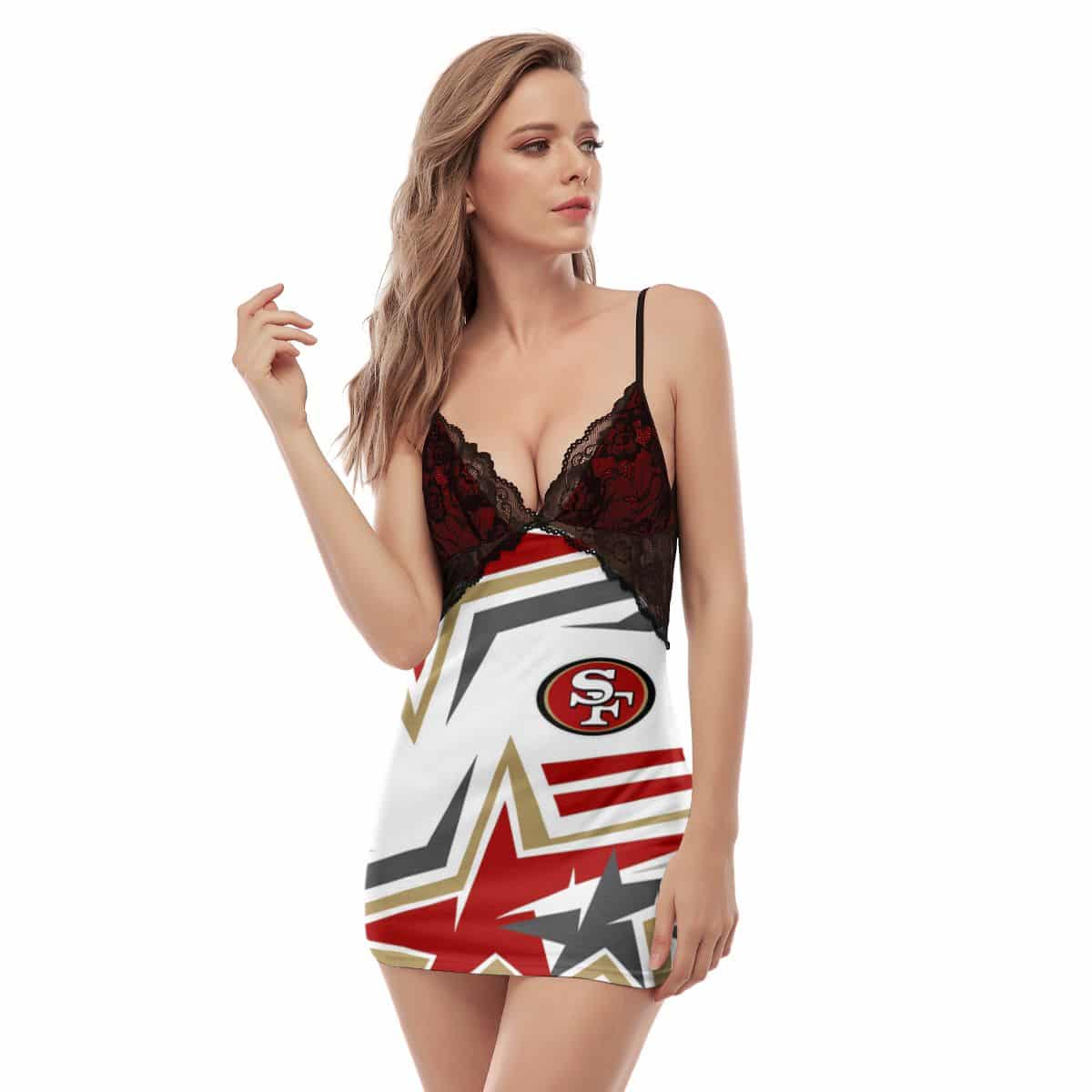 San Francisco 49ers Lace Back Strap Slip Dress 390