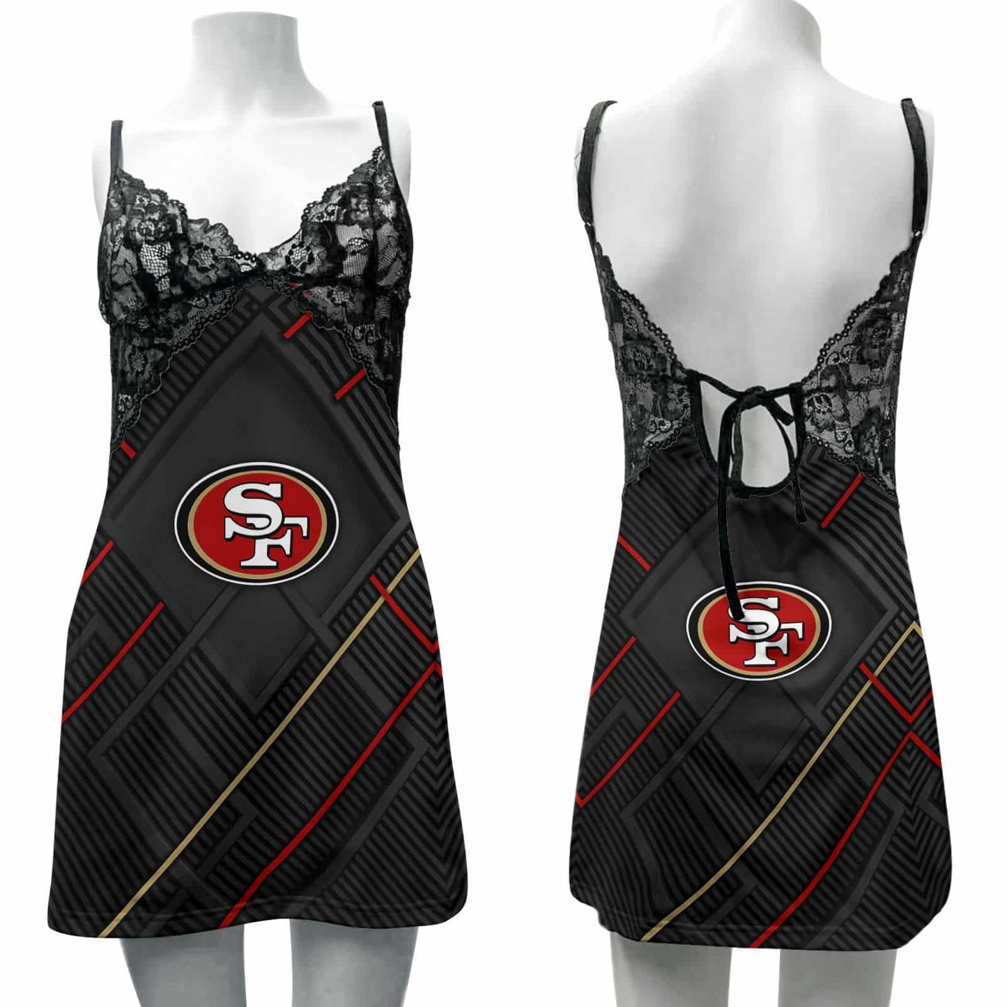 San Francisco 49ers Lace Back Strap Slip Dress 413